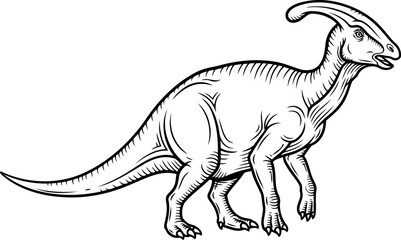 Fototapeta premium Reclining pachycephalosaurus resting herbivore dinosaur drawing