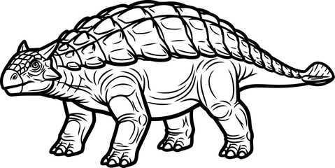 Fototapeta premium Side view profile of an armored ankylosaurus dinosaur sketch
