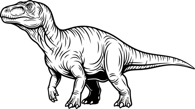 Stalking megalosaurus carnivore walking with low center of gravity