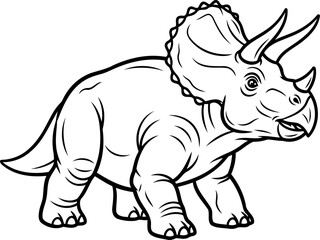 Obraz premium Three horned triceratops herbivore dinosaur line drawing