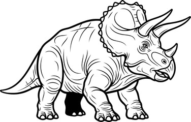 Fototapeta premium Triceratops three-horned dinosaur profile drawing