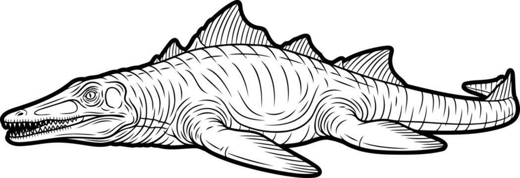 Swimming elasmosaurus aquatic reptile illustration