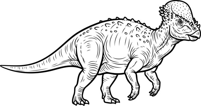 Stygimoloch spiky headed dinosaur vector outline