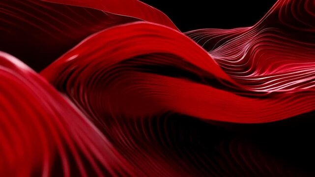 Abstract red wave pattern flowing on black background