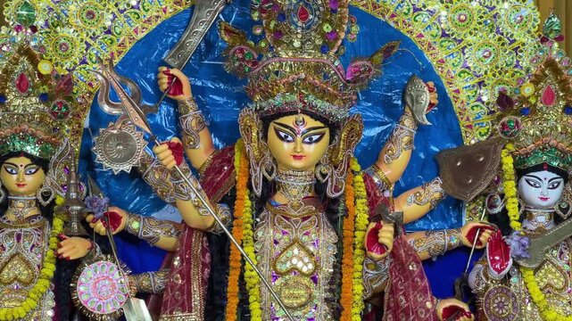 Traditional Durga Maa Idol in Bonedi style in Kolkata