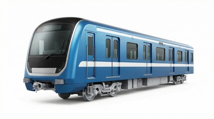 Fototapeta premium A blue train with white stripes on a plain background