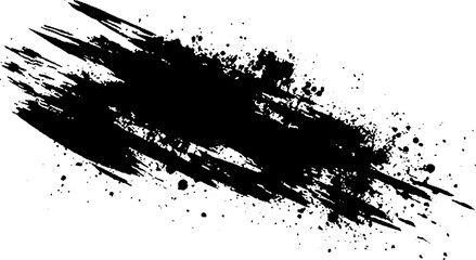 Naklejka premium Grunge black paint splash texture featuring dusty scratches rough brush strokes and artistic contrast on white surface