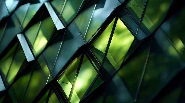 Extreme Close-Up Eco Window Glass Illustrates Green Building Technology
