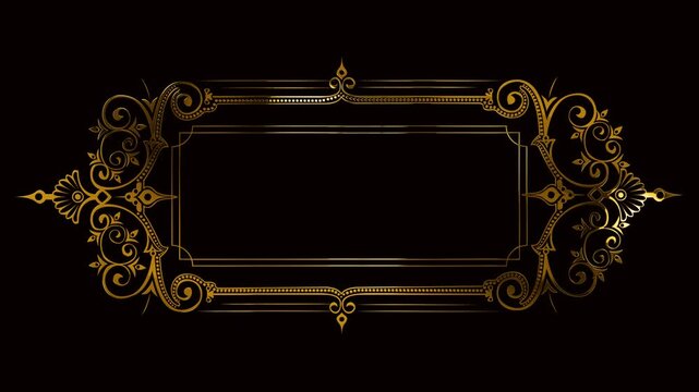 golden floral frame on black background