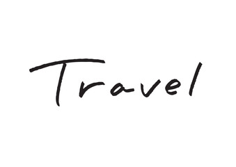 「Travel」の英語手書きロゴ 透過素材 旅行誌・Vlog・観光PR用デザインパーツ