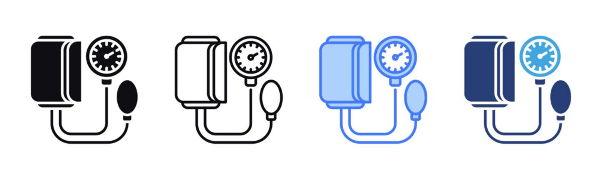 Blood Pressure Monitor icon sheet multiple style collection