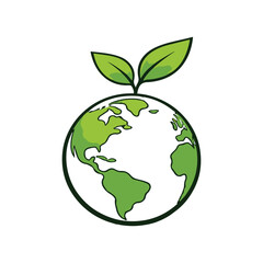 green earth planet concept, earth icon, world ecology, nature global protect, logo eco environment, 
globe with leaf's, thin line simple web symbol on white background