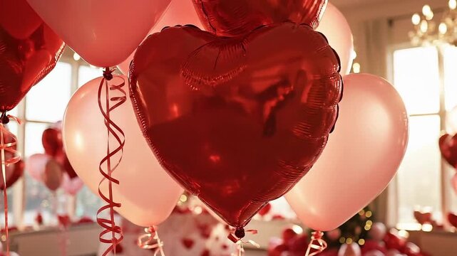 Red heart-shaped balloons