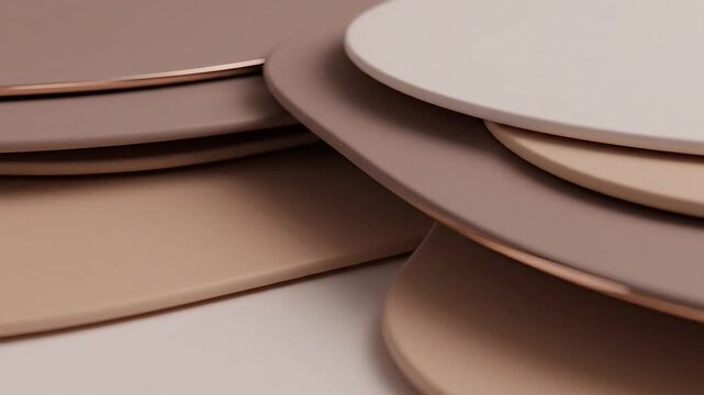Soft pastel colored plates stacked in a gentle abstract arrangement, creating a warm and inviting aesthetic.