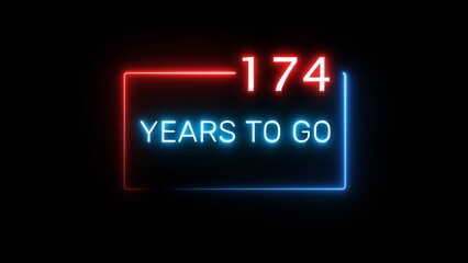 Obraz premium Neon celebration years on black background. Glowing Neon calendar text number.