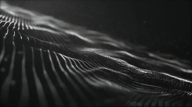 Abstract Black-and-White Wavy Pattern with Distorted Lines in Soft Lighting