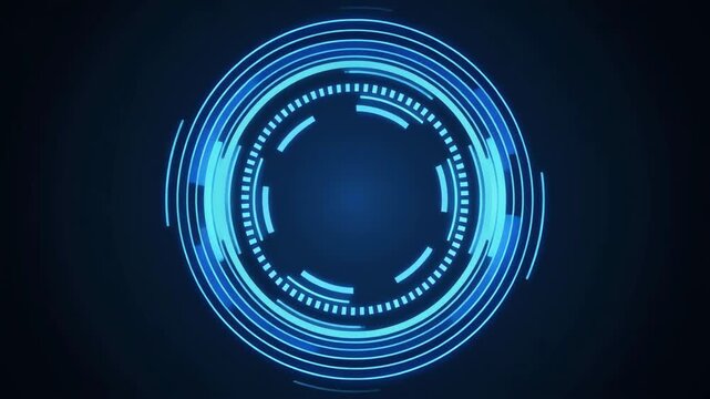 Glowing blue circle interface design on dark background