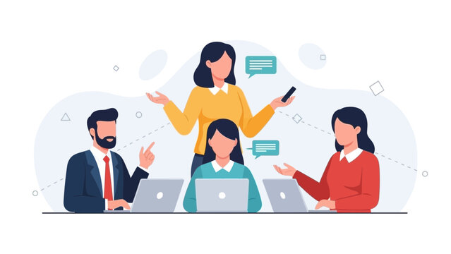 Teamwork meeting, business communication, collaboration, discussion, strategy planning