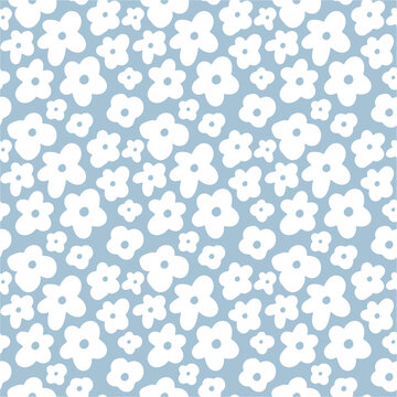 Spring cartoon seamless pattern with cute bunny. Happy Easter print in flat style and pastel colors