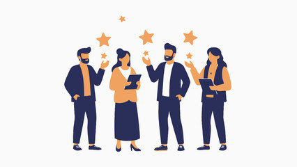 Fototapeta premium Diverse Team Achieving Success with Stars and Recognition
