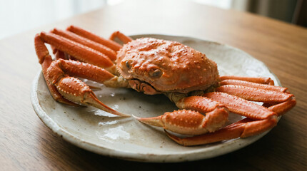 Steamed Snow Crab on Dining Table