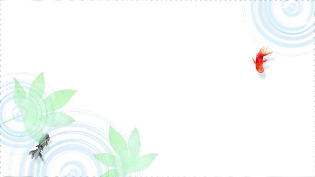 Watercolor Japanese Goldfish Pond Top View Seamless Loop Background,Swimming Kingyo with Water Ripples 4K｜水彩　金魚　池　背景　ループ　和風　夏　動画素材　和　4k　social media,youtube