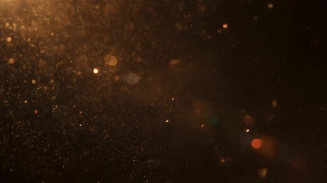 Starry Night Sky with Golden Glowing Dots and Ethereal Atmosphere