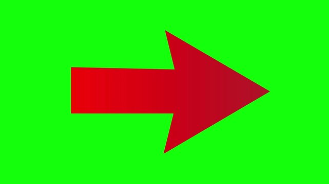 A video showcasing a large red arrow pointing to the right on a green background