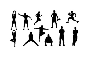 Fototapeta premium Dynamic Fitness and Yoga Silhouettes Vector Set