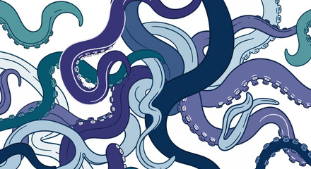 Colorful abstract illustration of intertwined octopus tentacles © rohim