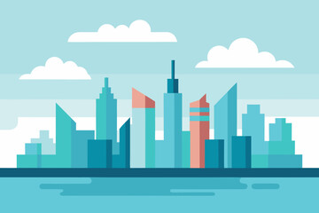 Obraz premium Minimal City Skyline Flat Vector