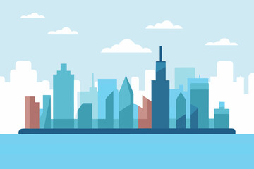 Fototapeta premium Minimal City Skyline Flat Vector