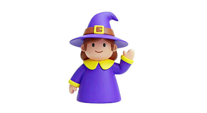 3D Cartoon Witch Waving Hello
