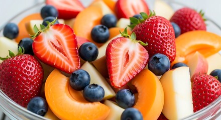 Obraz premium Fresh Fruit Salad with Strawberries Blueberries and Melon