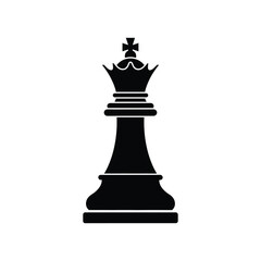 Fototapeta premium King chess piece icon vector flat style isolated on white background symbol for chessboard strategy game competition illustration