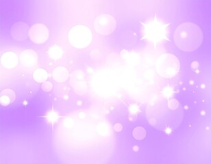 A soft, vibrant, and luminous abstract design features a gradient of lilac and white. Light circles and radiant sparkles float