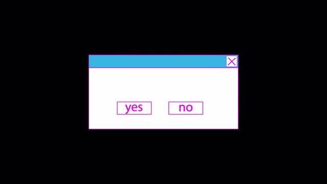 Yes or not optional notification template icon sign animation on black background.