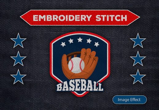 Embroidered Stitch Effect Mockup