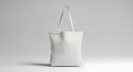 Minimalist White Canvas Tote Bag Mockup, Clean Modern Design on Light Neutral Background