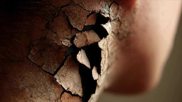 Mosaic of faces morphing men and women concept. Close up of dry cracked human skin texture with natural light and shadows