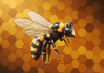 Geometric bee honeycomb illustration