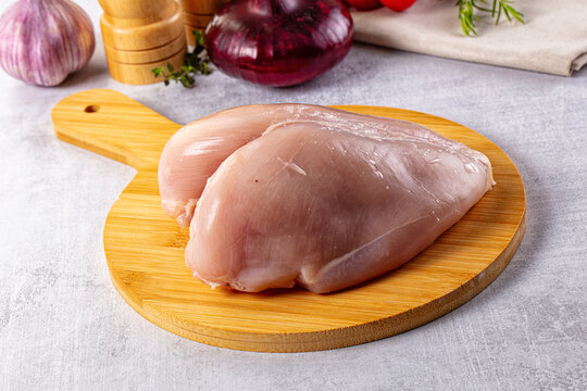 Raw chicken breast without skin