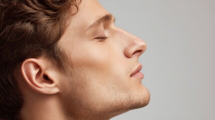 Obraz premium Close up profile portrait of a relaxed man
