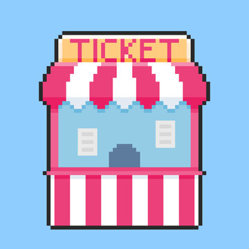 Pixel art Ticket Booth game asset design