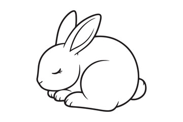 Fototapeta premium Rabbit Coloring Page Vector Illustration, Easy Bunny Line Art Design, Rabbit outline line art vector 
