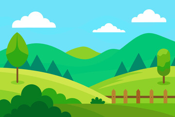 Obraz premium Bright Summer Meadow Flat Vector