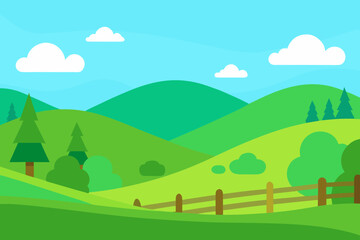 Obraz premium Bright Summer Meadow Flat Vector