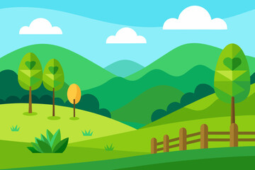 Obraz premium Bright Summer Meadow Flat Vector