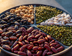 Obraz premium A vibrant collection of beans differing in form and dimension.