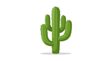 Minimalistic green cactus illustration on a white background © Rohim
